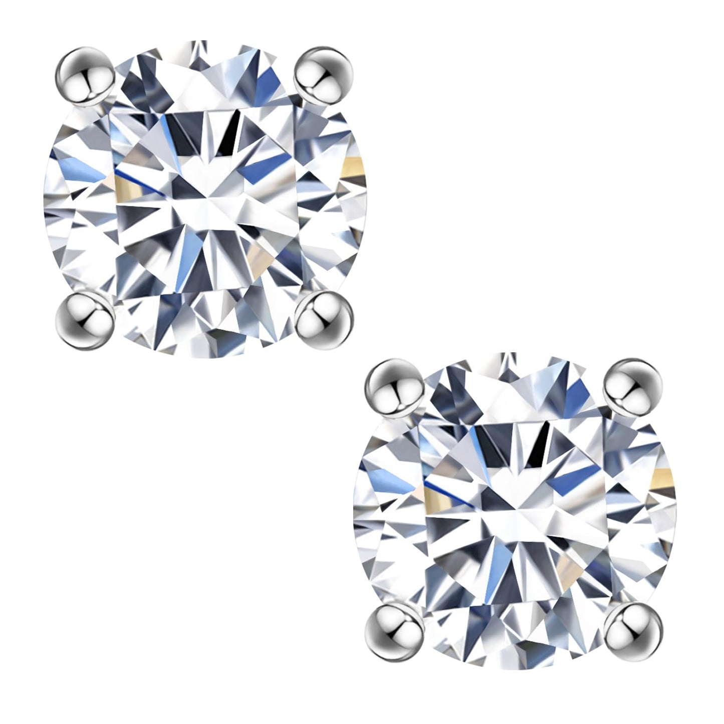 Impalsory Moissanite Stud Earrings 0.3CT 4mm for Women Men, 925 Sterling Silver Hypoallergenic Earrings, 18K White Gold Plated, Secure Friction Back, Brilliant Round Cut D Color VVS1