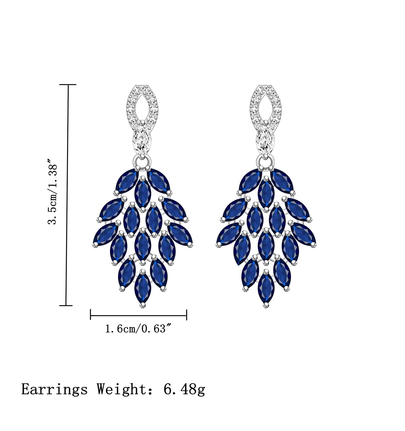 LMXXVJ Bridal Wedding Earrings for Brides Bridesmaides Teardrop Earrings for Women, Cubic Zirconia Drop and Dangle Earrings for Prom or Pageant,Jewelry…, Copper, created blue sapphire