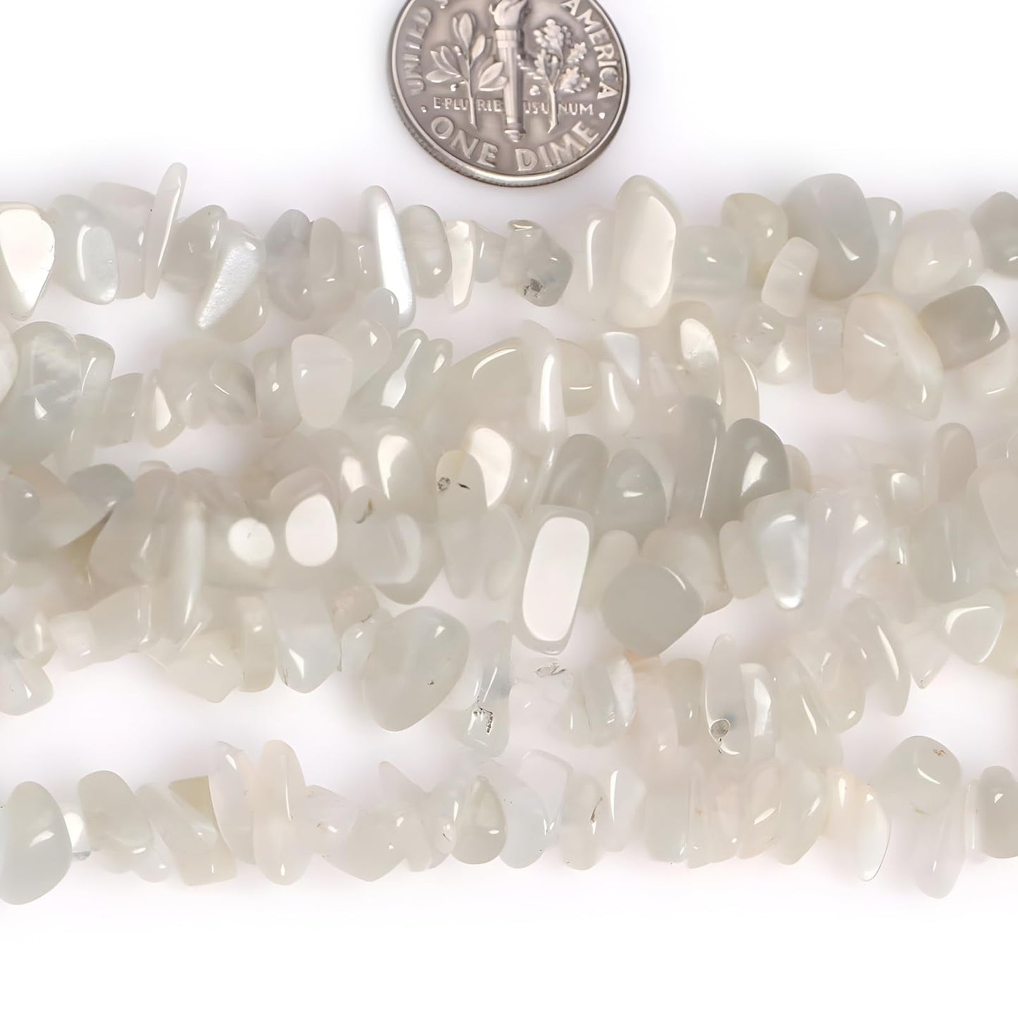 HAAMIIQII 5-8mm Natural White Moonstone Chips Beads Genuine Real Irregular Freeform Chip Loose Gemstone Beads Semi Precious Stone for Jewelry Making Strand 30 Inch