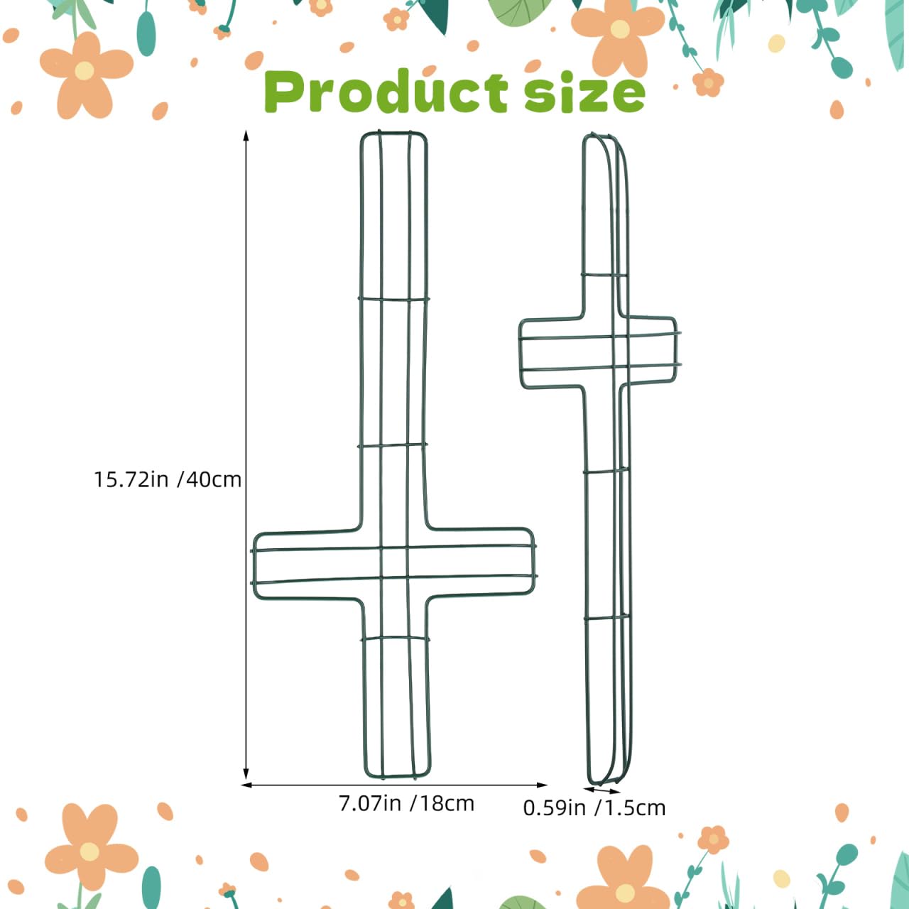 MAGICLULU 3pcs Cross Metal Wreath Frame, 15.7in Wire Floral Form for Easter Church Wall Art, Flower Holder for Holiday DIY Crafting Decoration, Christian Religious Church, Outside Hanging Decor