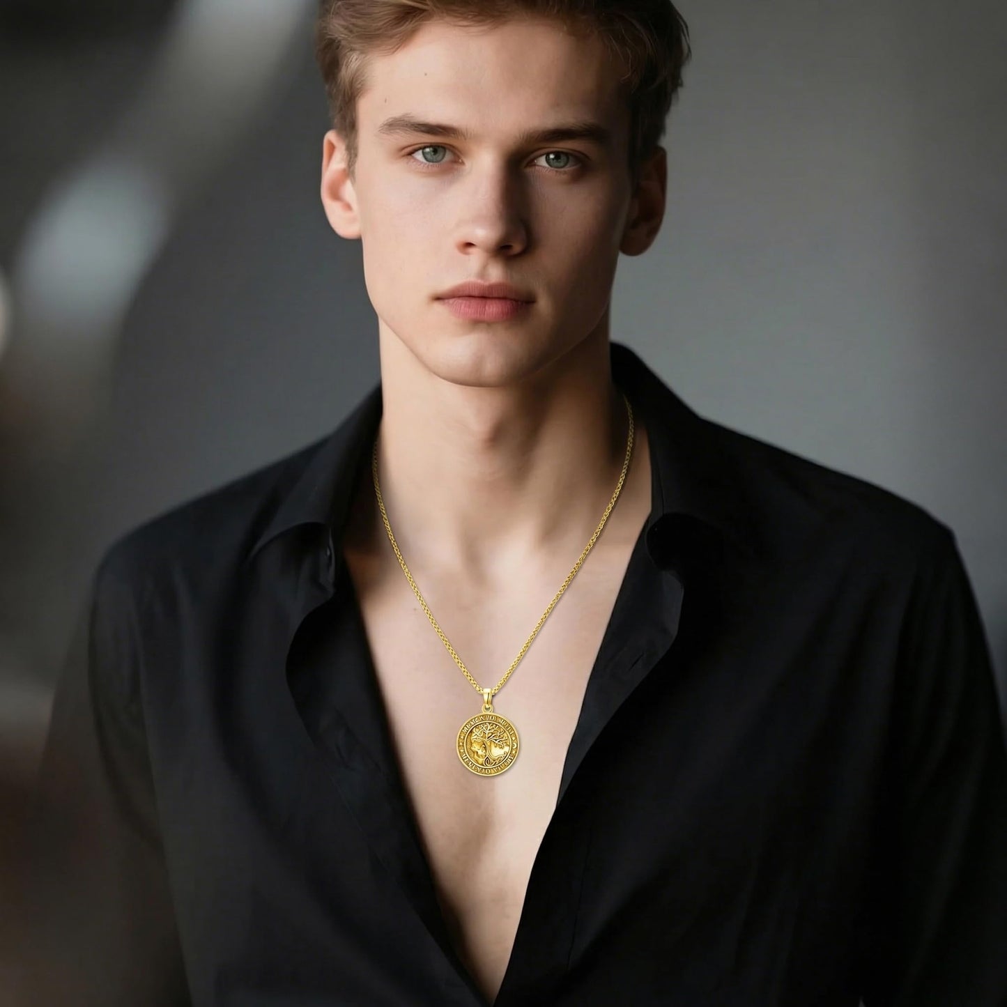 POIUY Memento Mori Gold Skull Necklace for Men and Women Gothic Tree of Life Hourglass Pendant Gothic Amulet Jewelry Protection Necklace Gift for Him Her Husband Wife