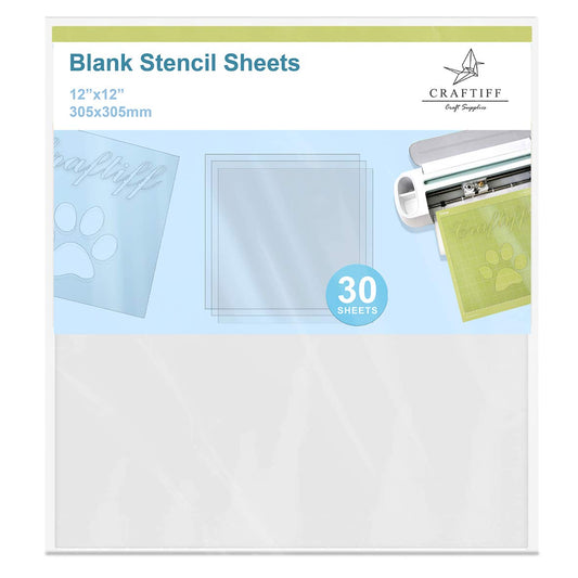 30 Pieces 6 mil Extra Thick Blank Stencil Film Mylar Template Sheets Clear Acetate, 12 x 12 Inches by Craftiff