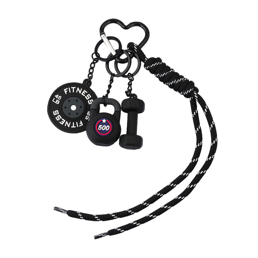 Locus Amoenus Gym Equipment Bag Charms DIY Soft Rubber Dumbbells Keychain for Fitness enthusiast Couple Backpack Jewelry Gift (Black)