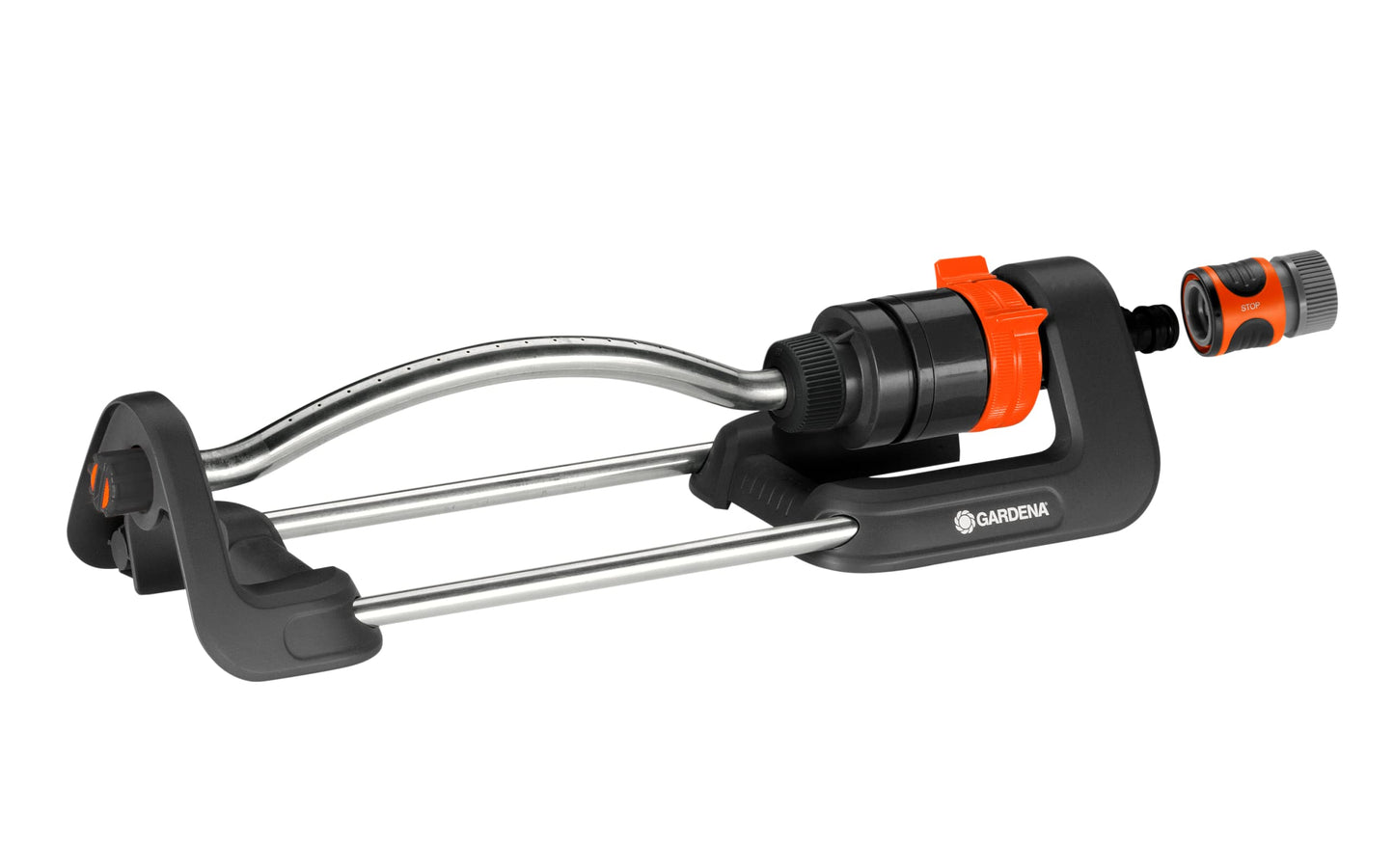 GARDENA (18700) Up to 2400 sq ft - Adjustable Oscillating Yard Sprinkler, for Watering Large Area Lawn and Garden. Gardena Outdoor oscillating sprinklers Have Wide Heavy Duty Base.