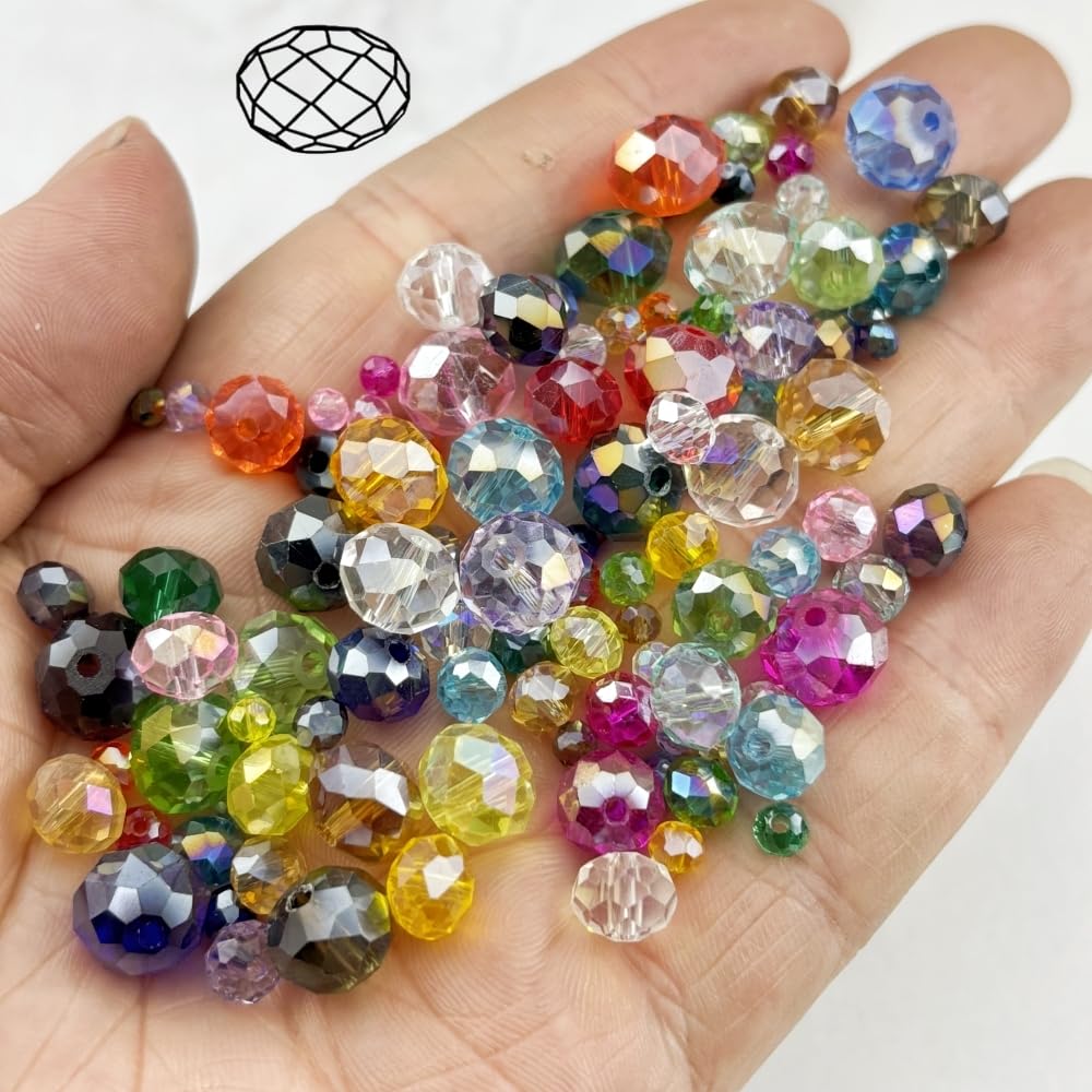 YHYPOCI 100pcs 8mm Crystal Glass Beads for Crafts Faceted Rondelle Glass Beads for Jewelry Making Crystal Spacer Beads for Necklaces Bracelets Earrings DIY Craft(Mint Green AB)