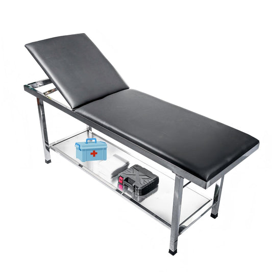 YEVP Adjustable Exam Table for Physical Therapy | Medical Patient Examination Bed with Paper Roll Dispenser, Shelf & Stainless Steel Frame | Holds Up to 500 Lbs