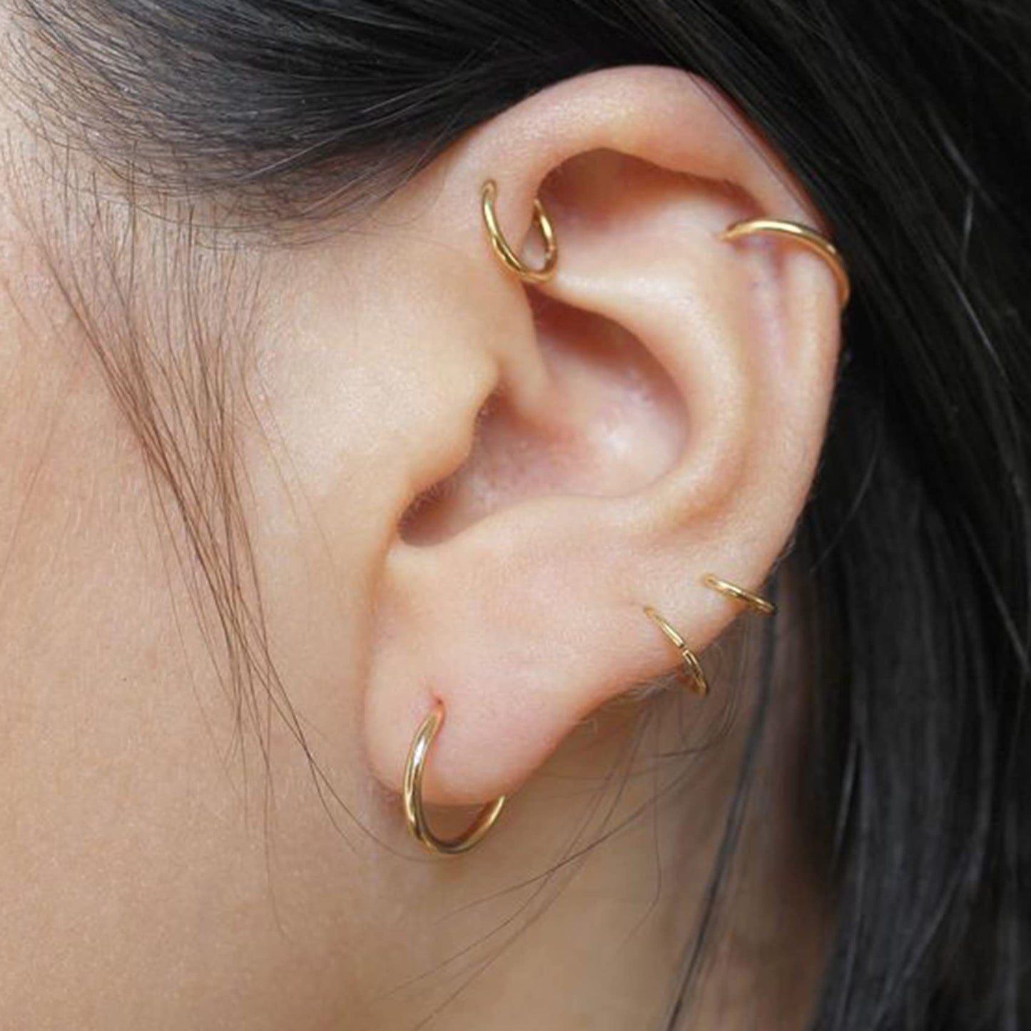 EPIRPRA Silver Hoop Earrings- Cartilage Earring Small Hoop Earrings for Women Men,4 Pairs of Hypoallergenic 925 Sterling Silver Tragus Earrings(Gold,8mmx2+10mmx2)