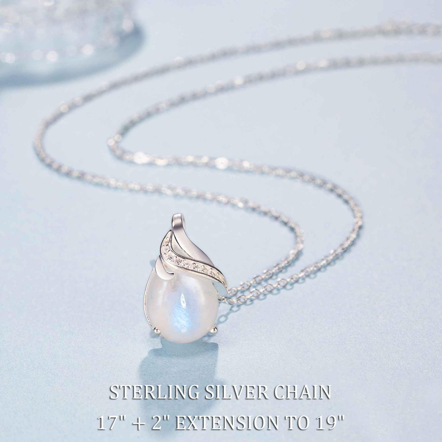 AnalysisyLove Sterling Silver Moonstone Necklace, New Beginnings, Inspirational Gifts for Women, Moonstone Jewelry, Best Friend Birthday Gift ideas