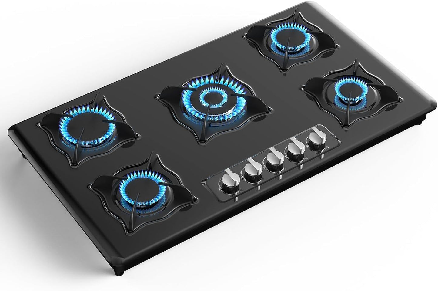 Nafewin Gas Cooktop 36 Inch, 5 Burner Gas Stove Top Built-in Propane Stove Stainless Steel, NG/LPG Dual Fuel Auto Ignition Propane Cooktop, Thermocouple Protection