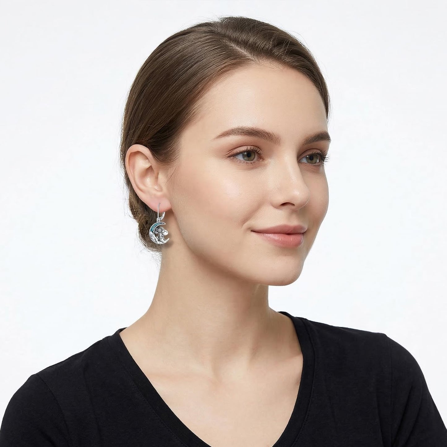 YYmqmq Western Cowboy Boot Earrings for Women 925 Sterling Silver Moon Dangle Leverback Earrings Turquoise Western Jewelry Gifts for Women Cowgirl Lovers