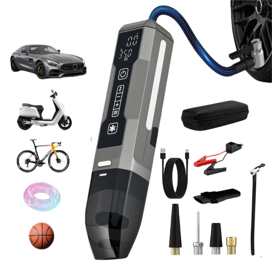 AUTOPALS 6 in 1 Cordless Car Portable Vacuum Cleaner, 150PSI Inflator, Air Pump with Pressure Gauge, Lighting, Jump-Start, Type-C Charging, LED Display, Multi-Nozzles for Car, Home, Office