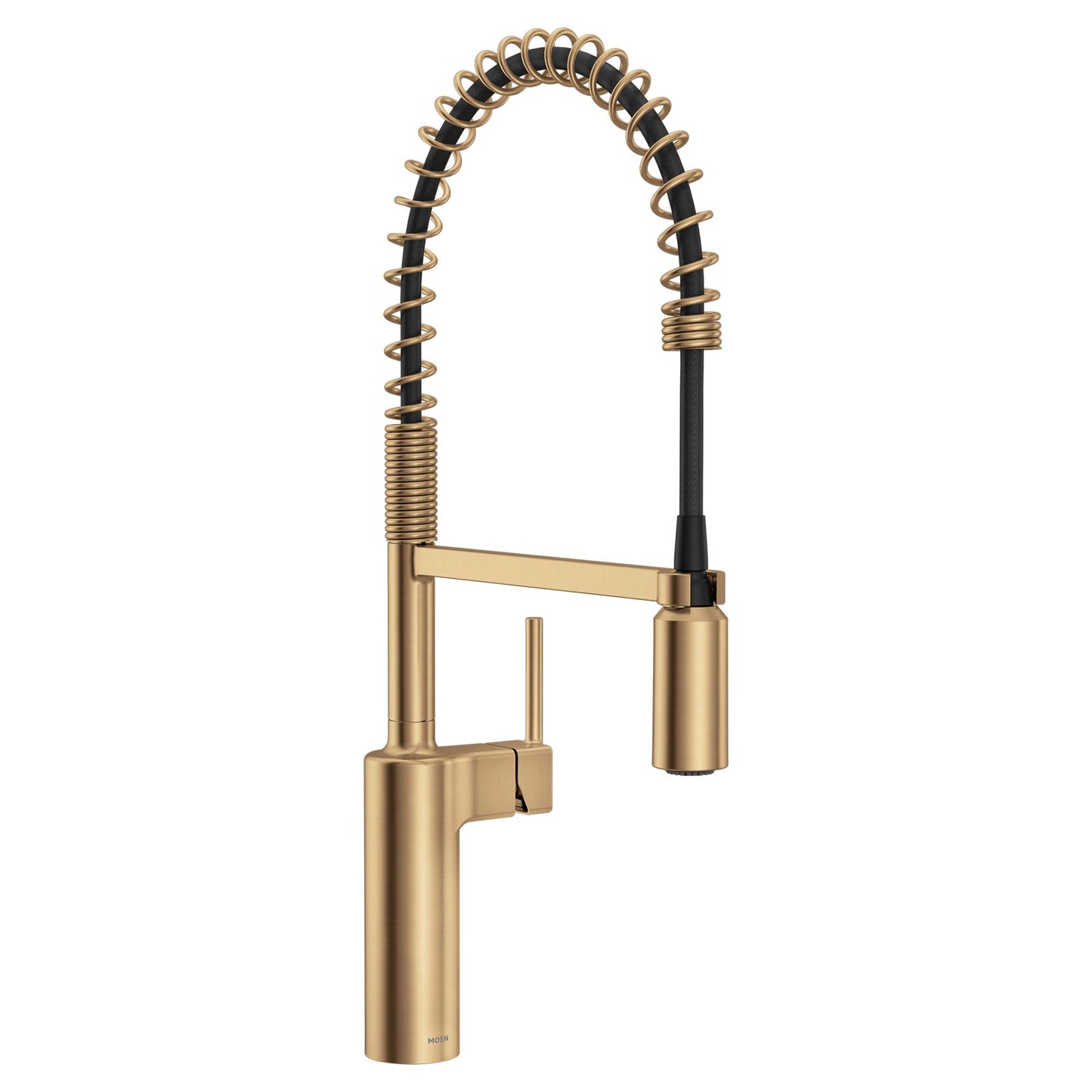 Moen Inara Bronzed Gold Spring Pulldown Kitchen Faucet with Pre-Rinse and Power Boost, Modern Kitchen Faucet, One-Handle Easy Installation, 87863BZG