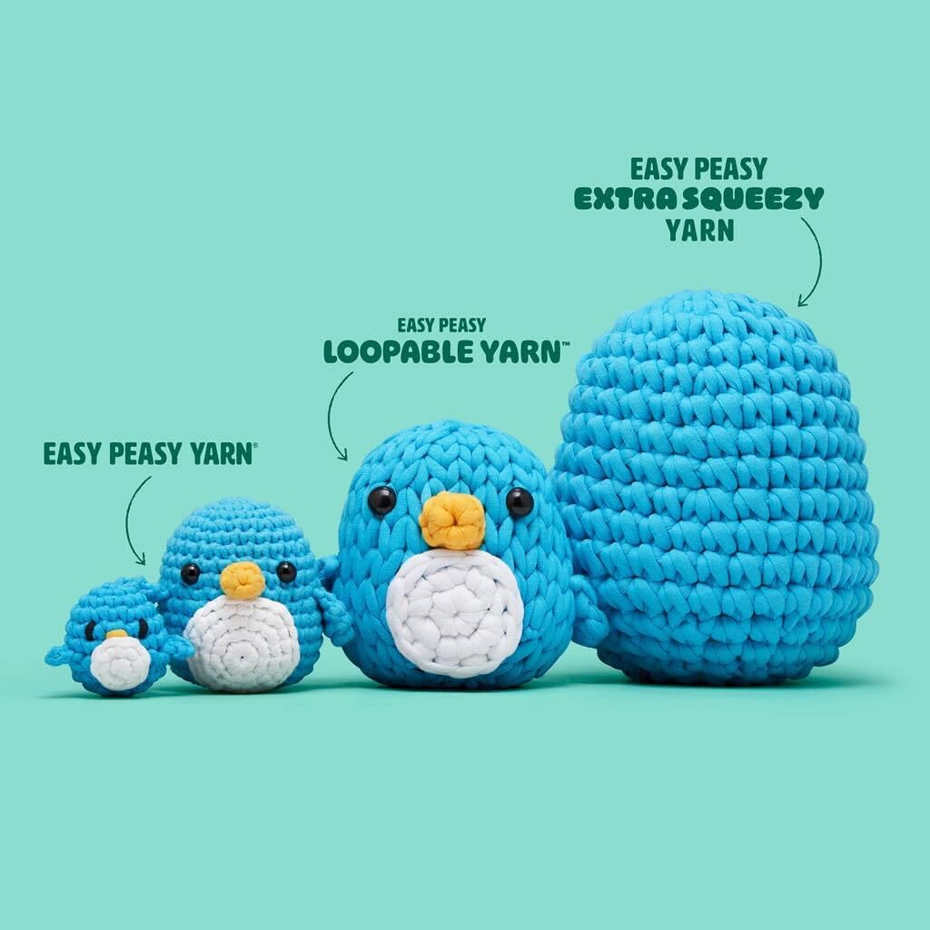 The Woobles Crochet Kit for Beginners with Easy Peasy Loopable Yarn, As Seen on Shark Tank - Easy Arts and Crafts Knitting & Crochet Animals Kit with Step-by-Step Video Tutorials (Pierre the Penguin)