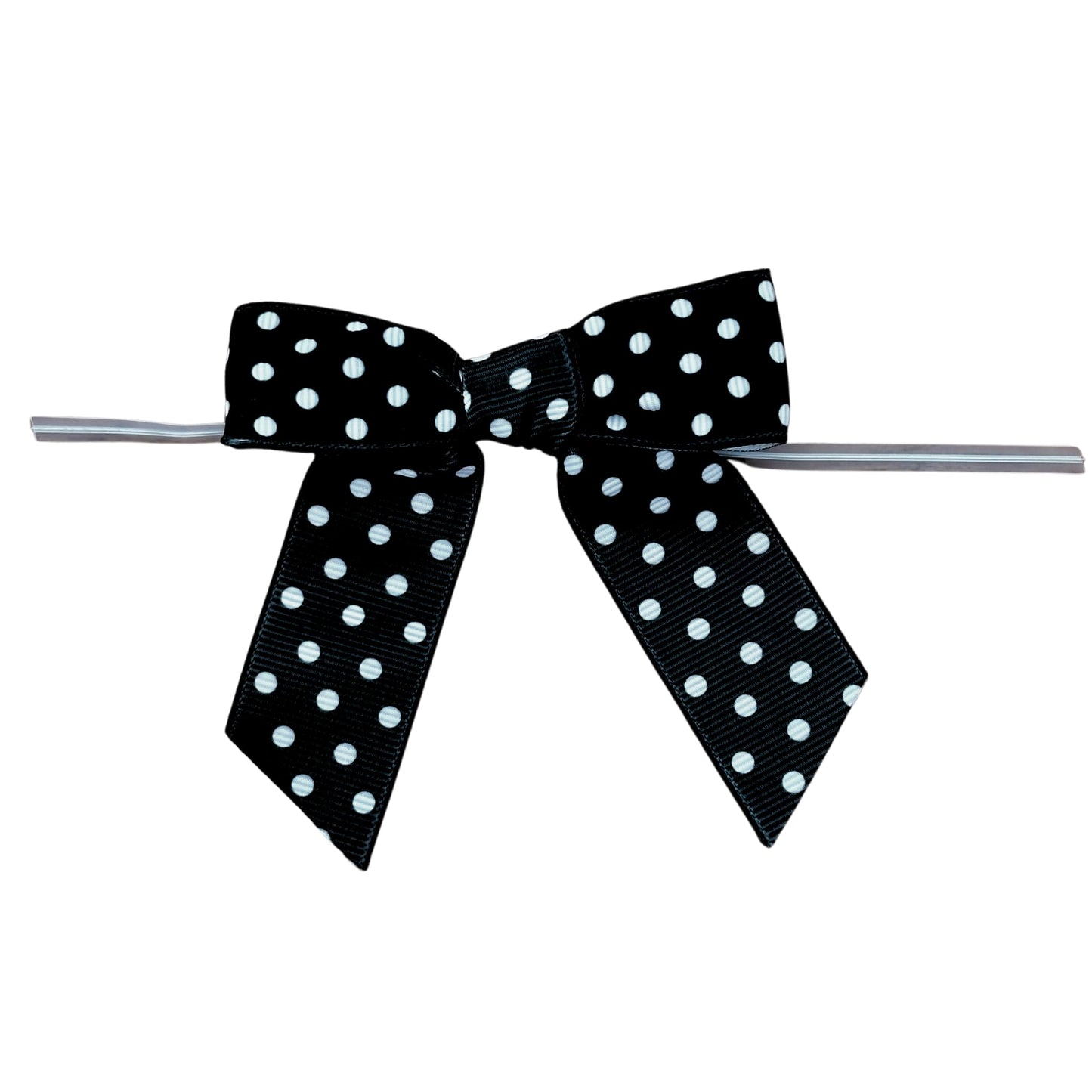 Black & White Polka Dots Pre-Tied Bows - 3" Wide, Set of 12, Grosgrain Ribbon, Wedding Embellishments, Gift Basket Decor, Party Favors, Birthday, Halloween, Christmas, Easter