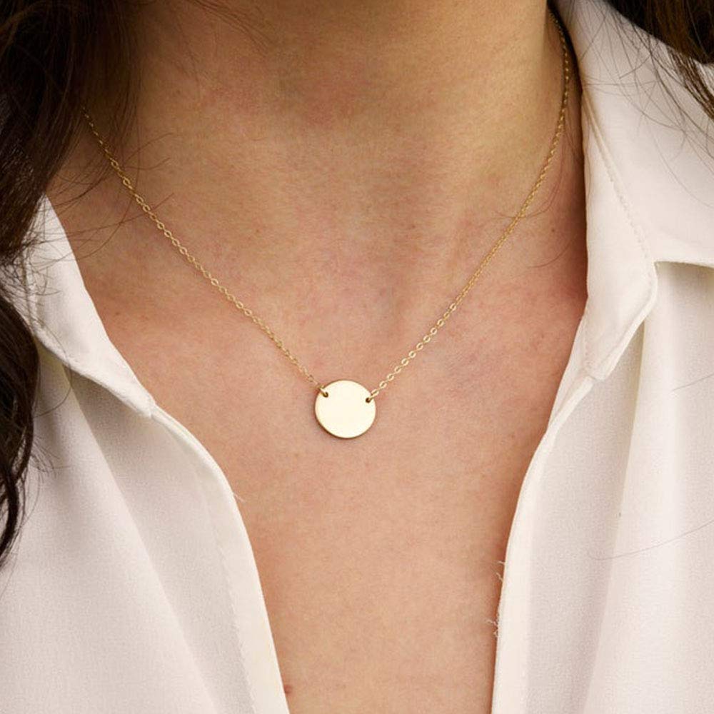 Dainty Layering Necklace Simulated Pearl Pendant Disc Necklace Minimalist Layering Jewelry Handmade Choker Necklaces for Women