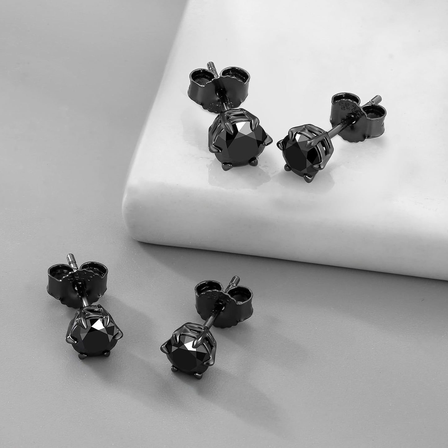 KRKC Moissanite Earrings for Men Women, Black Diamond Earrings for Men, D Color VVS1, 925 Sterling Silver Solitaire Stud Earrings, Black Tone Plated Earrings for Men, Valentine's Day Gifts, 1.2CT