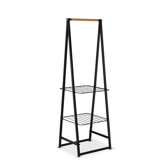 Brabantia - Linn Clothes Rack - Multi-Functional - Space Saver - Adjustable Shelves - Wardrobe Hanging - Drying Rack - Freestanding - Stable - Black - Small