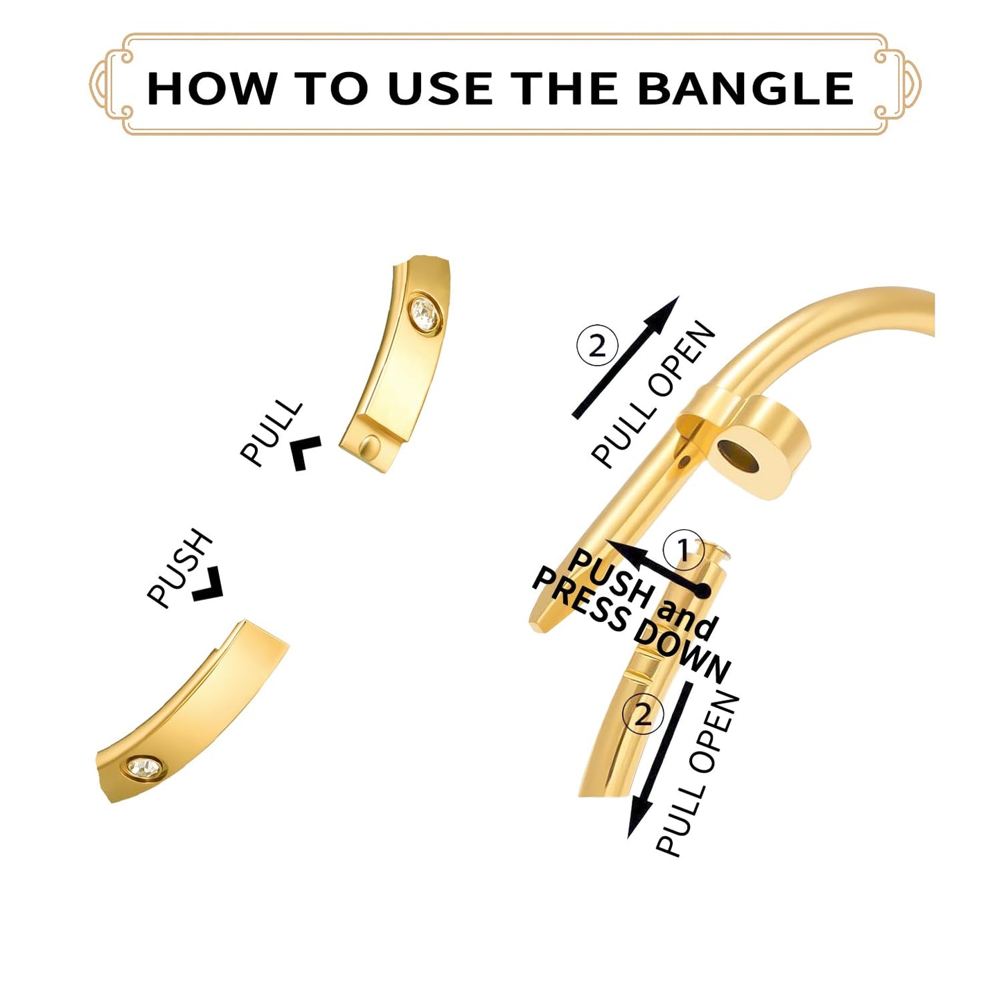 sineed 18K Gold Plated Love Nail Bangle Bracelet Set Stackable Dupes Stainless Steel Bangle Set for Love Trendy Jewelry