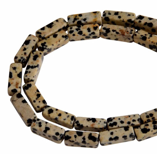 4x13mm Natural Stone Dalmatian Rectangular Column Tube Cylinder Spacer Loose Beads Gemstone for DIY Bracelets Necklace Jewelry Making Strand 15 Inch (28-30pcs)
