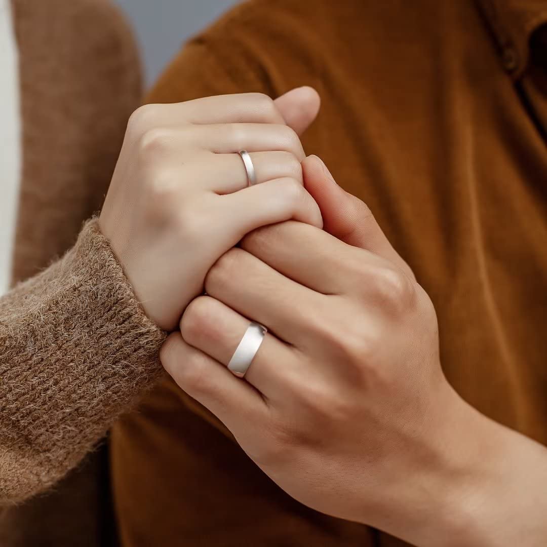 King Will 316L Stainless Steel Wedding Band for Men Women-7mm Width Sliver Plated Wedding Ring Domed Style High Polished with Laser I Love You Comfort Fit Size 11