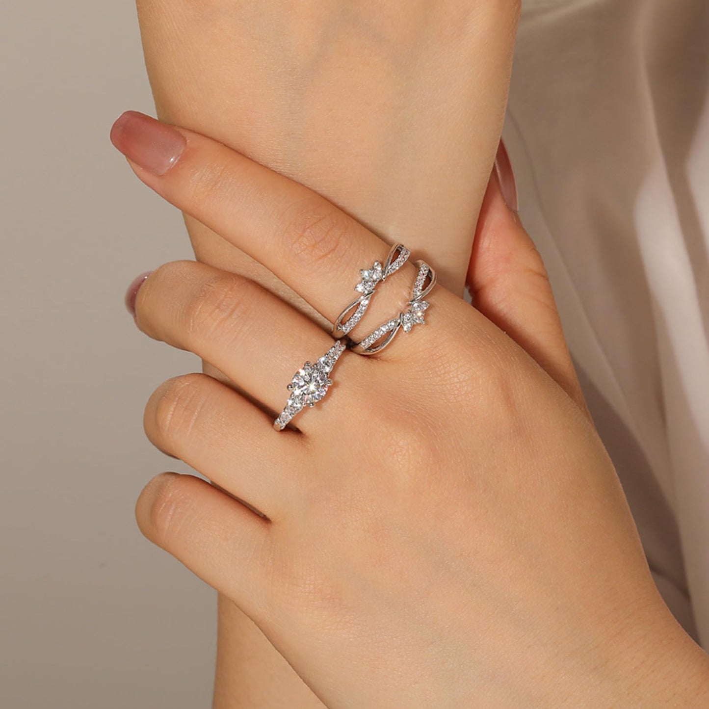 Jeulia Interchangeable Twist Infinity Engagement & Wedding Band Ring Set for Women 925 Sterling Silver Bridal Set with 1.9ct Diamonds Anniversary Promise Gift with Jewelry Box (White Daimond, 7.5)