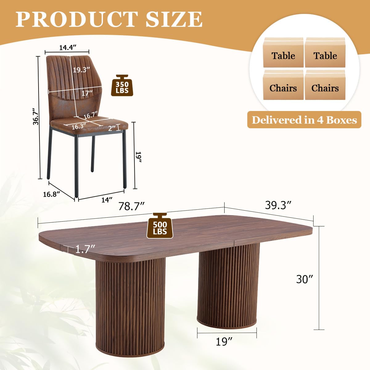 Rejeke 79" Dining Table Set for 8,Large Rectangular Kitchen Table Set for 8 with Cushioned Chairs,Modern Mid-Century Wood Dining Room Table Set,Ideal for Dining & Gatherings (Walnut)