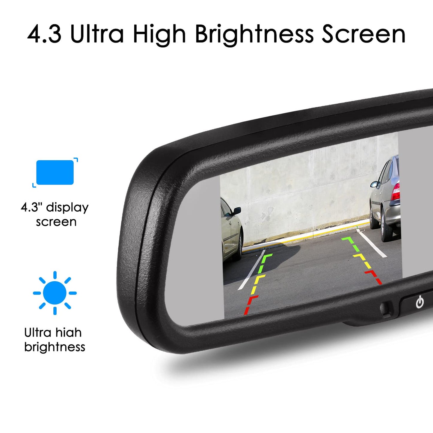 Rear View Mirror Camera with 4.3” Monitor: Super Night Vision OEM Rearview Mirror Backup Camera with IP 68 Waterproof Back Up Camera for Car, Rearview Mirror for Parking & Driving Safety AUTO-VOX T2