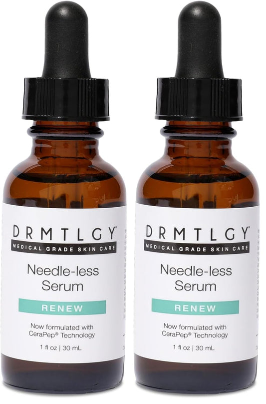 DRMTLGY Needle-less Serum - Anti-Aging Serum for Fine Lines & Wrinkles - Niacinamide with Potent Blend of Hyaluronic Acid, Peptides & Ceramides, 1 fl oz (Pack of 2)