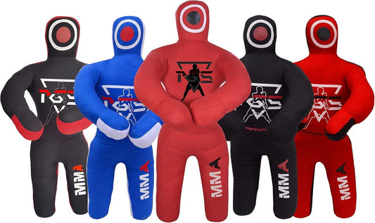 PGS Grappling Dummy Kids BJJ Wrestling Dummy Punching Bag Submission MMA Brazilian Jiu Jitsu Judo Karate Throwing Boxing Dummy Dummies for Practice UNFILLED (Red Black, 40" (100 CM))