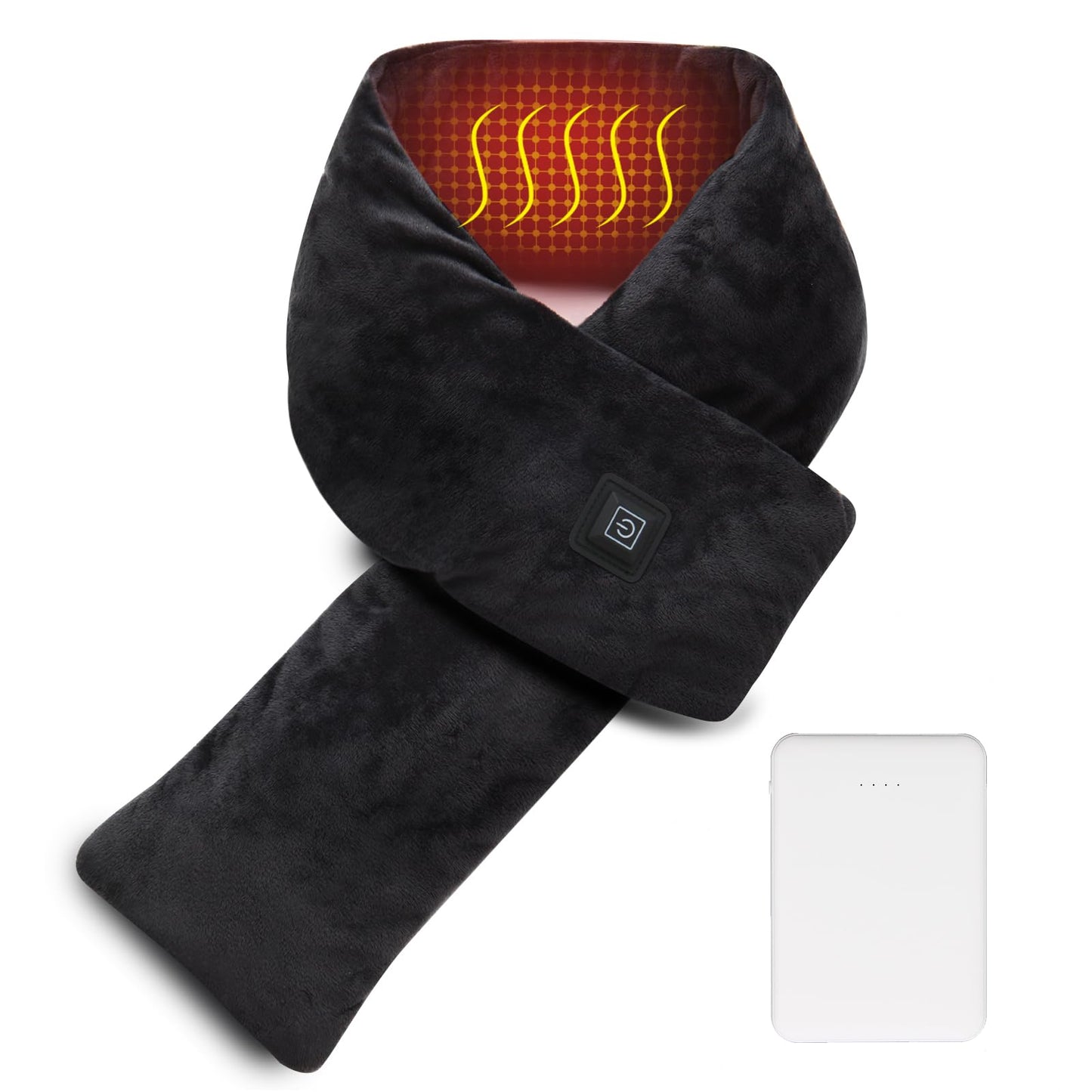 Neck Heating Pad Heated Scarf Rechargeable,Heating Pad for Neck Pain &Stiffness Relief,Heated Neck wrap Warmer with 7000mAh Power Bank,Cordless Thermal Neck Brace,Gifts for Women Men (Black)