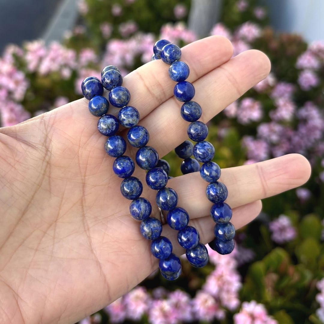 Adabele Real Natural Blue Lapis Lazuli Gemstone Beaded Bracelet 8.5 inch Stretch Chakra Healing Crystal Stone Jewelry Women Mom Gift GB8-D20