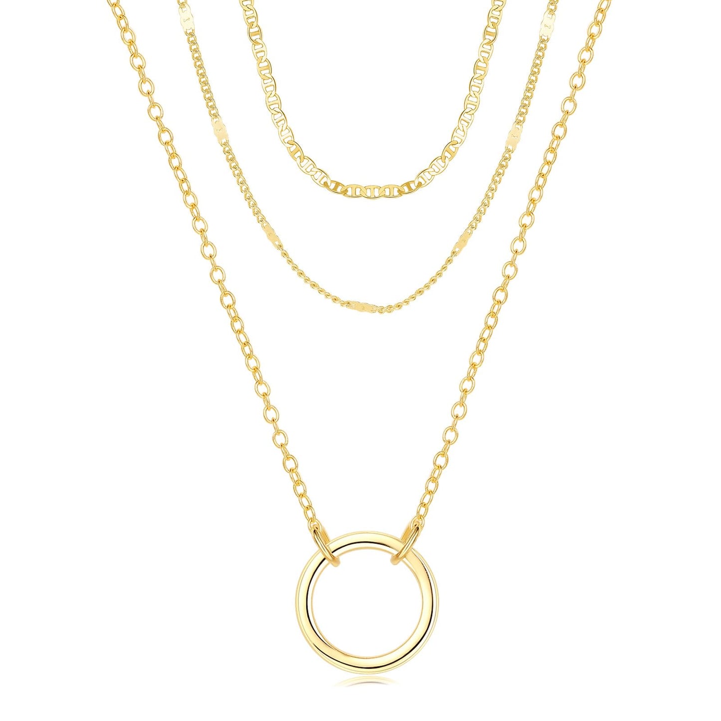 PDWZNBA Layered Gold-plated Necklaces for Women, 14K Real Gold-Plated Triple Chain Necklace, Dainty Choker Jewelry Set, Trendy Jewelry Gifts