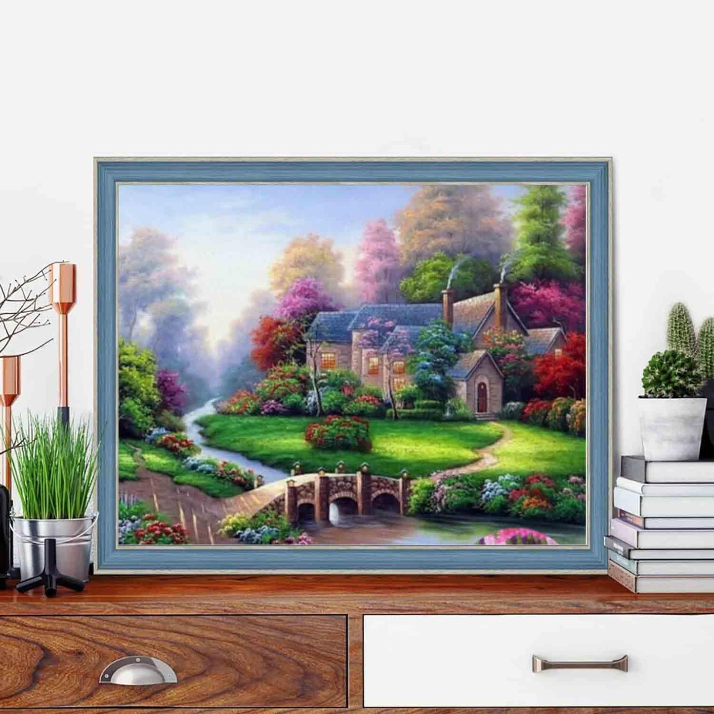 4 Pack Stamped Cross Stitch Kits - Four Seasonal Landscape Counted Cross Stitch Kits for Beginners Adults,11 CT Patterns Dimensions Embroidery Kits Arts Craft Kits 16 x 12inch