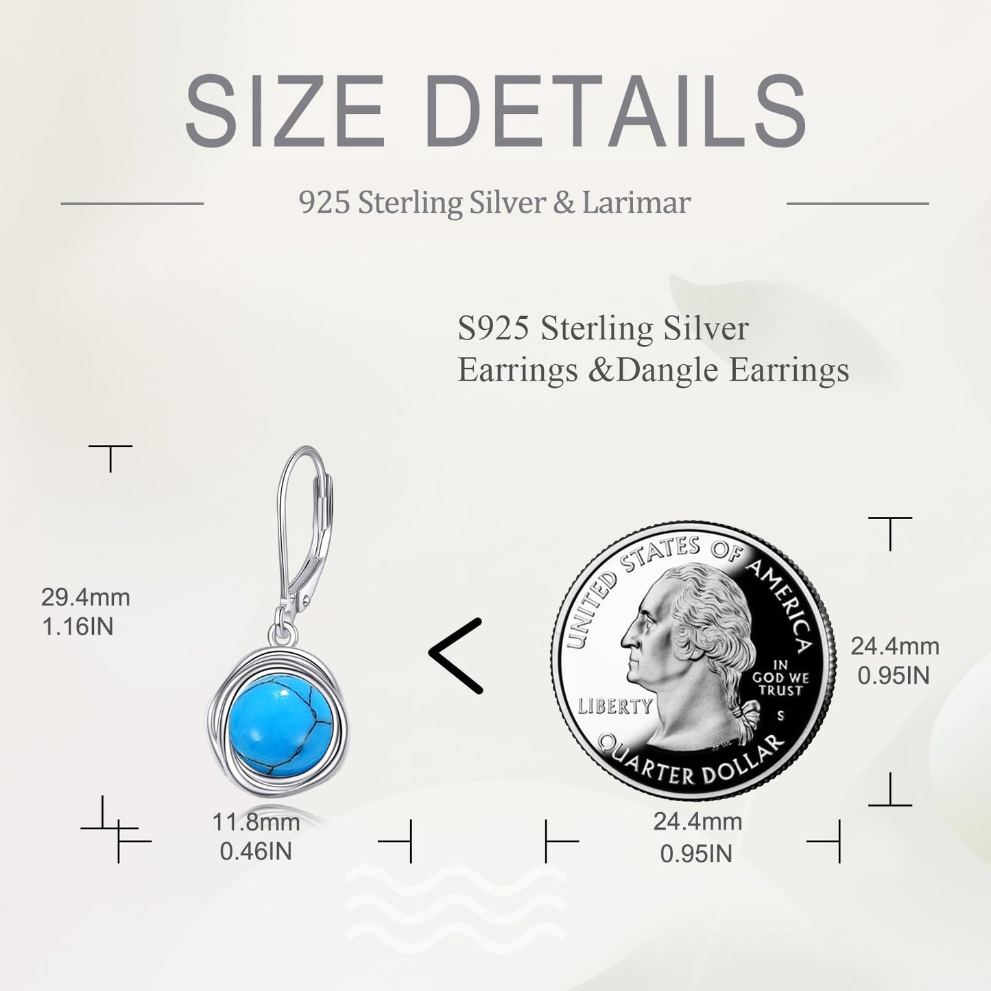 POPLYKE Turquoise Earrings Dangle for Women 925 Sterling Silver Leverback Earrings for Women Turquoise Jewelry Gifts Birthday