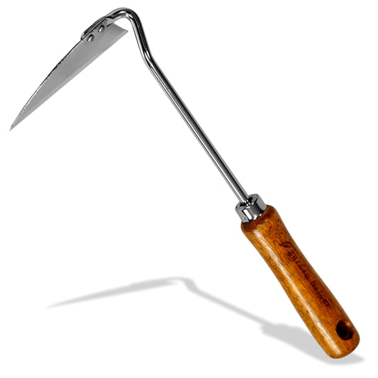 Japanese Weeding Tool Nejiri Gama Weeding Hoe Sharp Japanese Steel with Wood Handle, Nejiri Gama Weeding Sickle, Made in Japan, Hand Weeder Tool for Garden, Silver