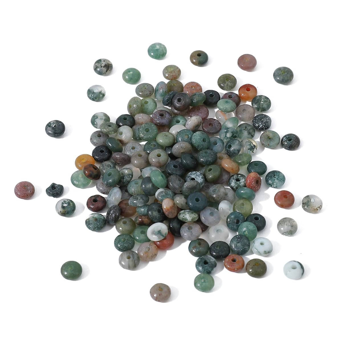BEADIA Natural Indian Agate Disk Stone Beads 4x2mm 160pcs Rondelle Loose Semi Gemstone Beads for Jewelry Making Design