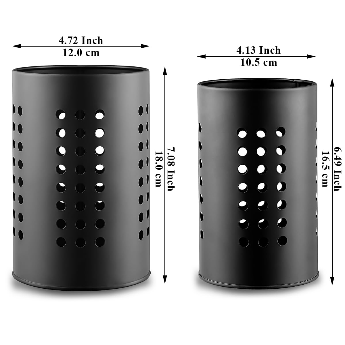 Evanda Kitchen Utensils Holder for Countertop Pack of 2, Stainless Steel Black Utensils Caddy, Farmhouse Stylish Organizer and Kitchen Decor Utensil Crock, Gift for New House New Apartment