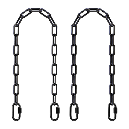 SELEWARE 2 Pack 40 Inch Hanging Swing Chain with 4 Carabiners, 1000LB Capacity Plastic Coated Hanging Chains, Hammock Hardware Kit for Swing, Hanging Chair, Punching Bags, Indoor Outdoor Gym (Black)