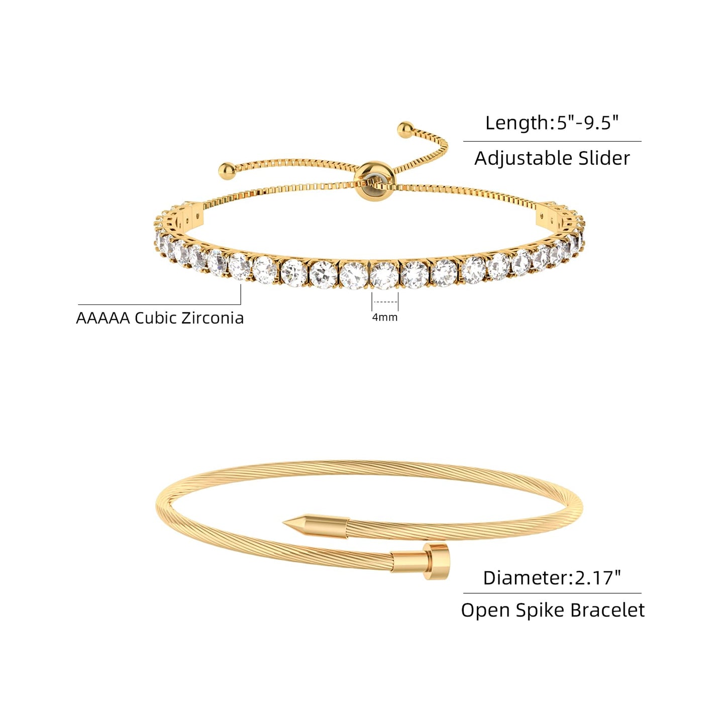 PCY Gold Bracelets For Women,3PC Bangle Gold Plated Bracelets For Women,Trendy Statement Cuff Stackable Bangles Set,Fashion Jewelry for Women.(Medium, Lucky Diamond)