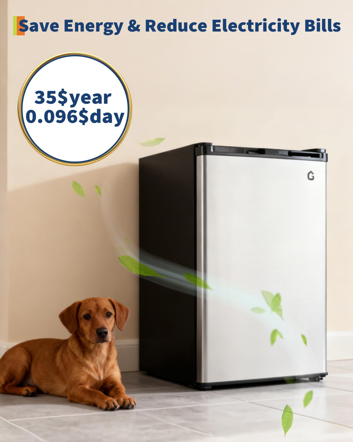 GarveeHome 4.5 Cu.Ft Mini Fridge with Freezer, Low Noise< 38dB, Compact Refrigerator w/Reversible Door, Adjustable Thermostat Energy-Efficient, Small Fridge for Bedroom, Office, Dorm