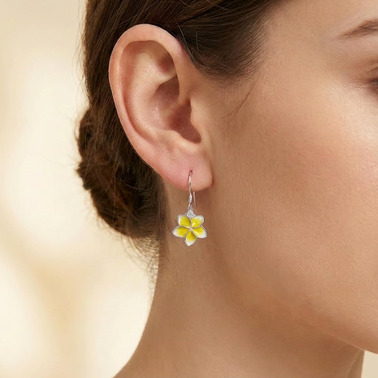 Plumeria Earrings 925 Sterling Silver Flower Earrings Tropical Blossom Jewelry Gifts for Women