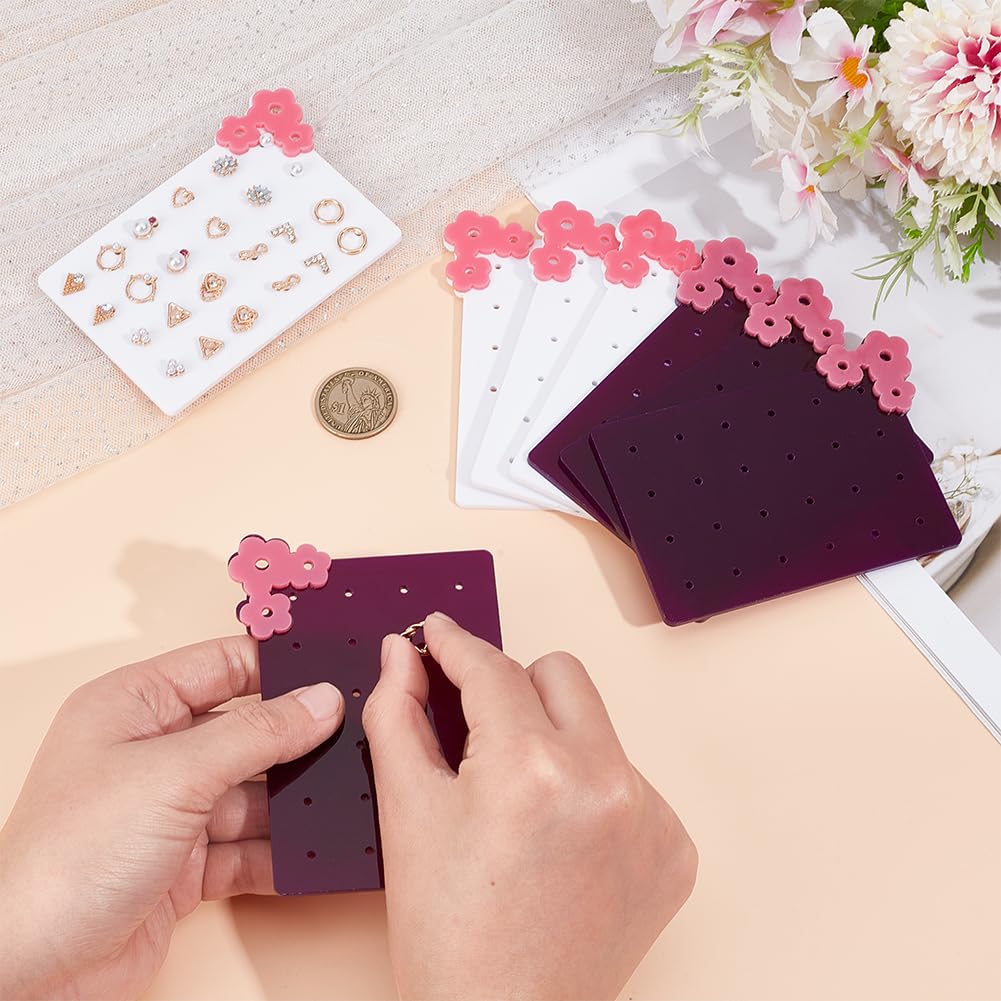OLYCRAFT 12Pcs Acrylic Earring Display Card Portable Acrylic Earring Organizer with 24 Holes Stud Earrings Storage Holder Flower Jewelry Show Rack for Travel Home Earrings Jewelry Supplies