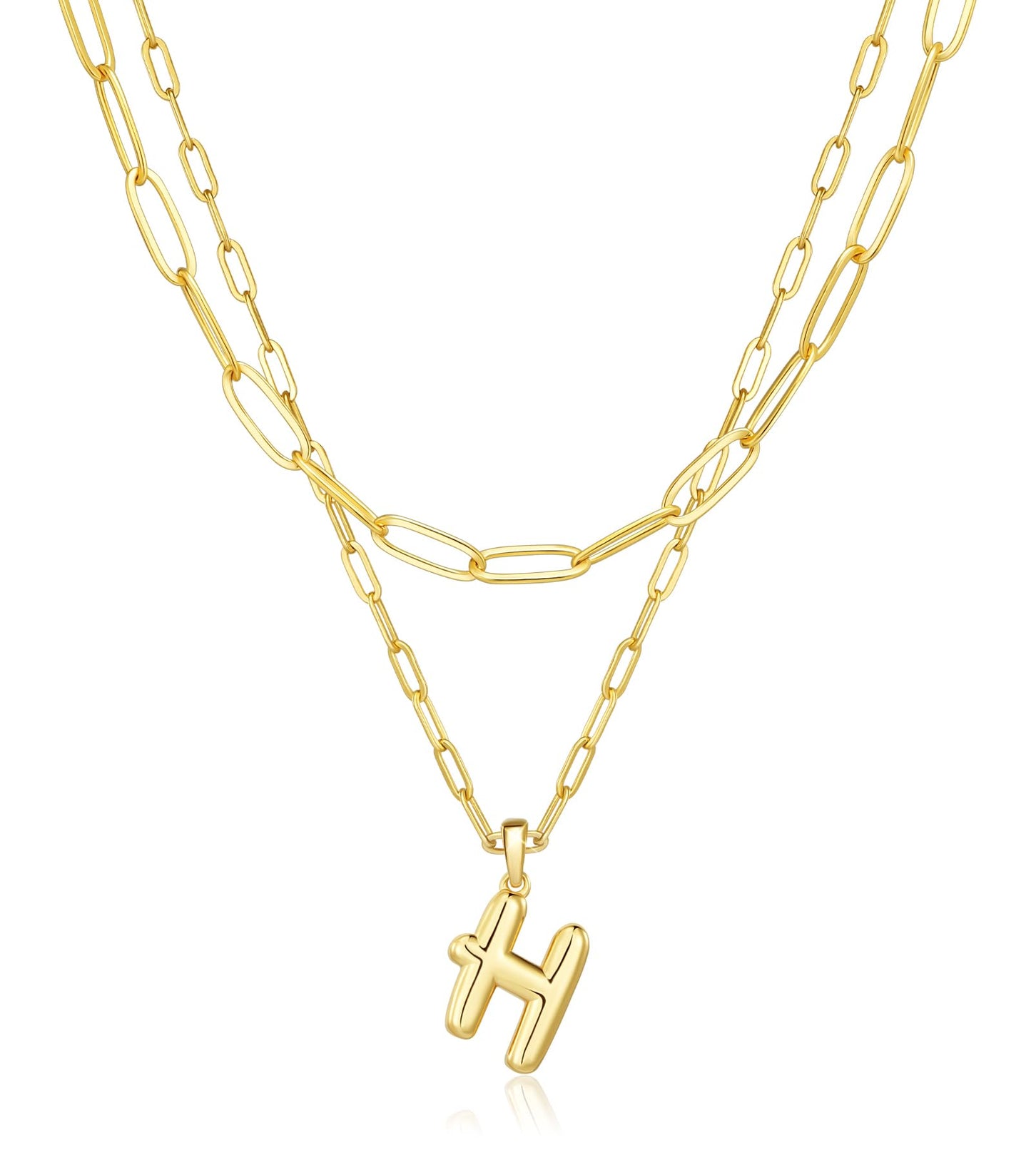 adoyi Gold Heart Initial Necklaces for Women Hers Dainty 14K Gold Plated Heart Layered Letter H Pendant Necklace Stack Jewelry Birthday Valentines Gifts for Women Mom and Wife