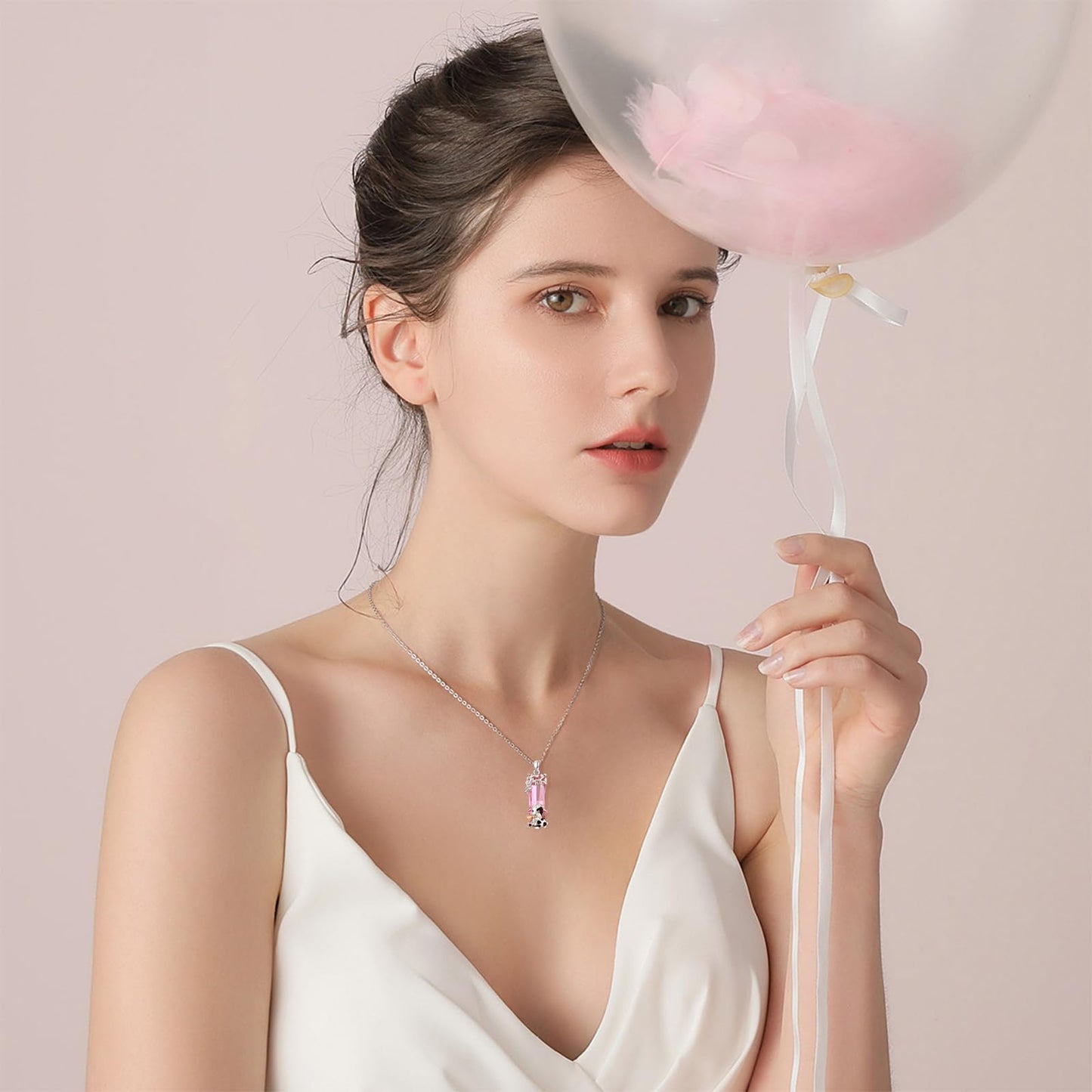 AENEAS Cow Necklace for Women 925 Sterling Silver Cow Pendant Necklace Pink Crystal Jewelry Gift for Women Wife Her