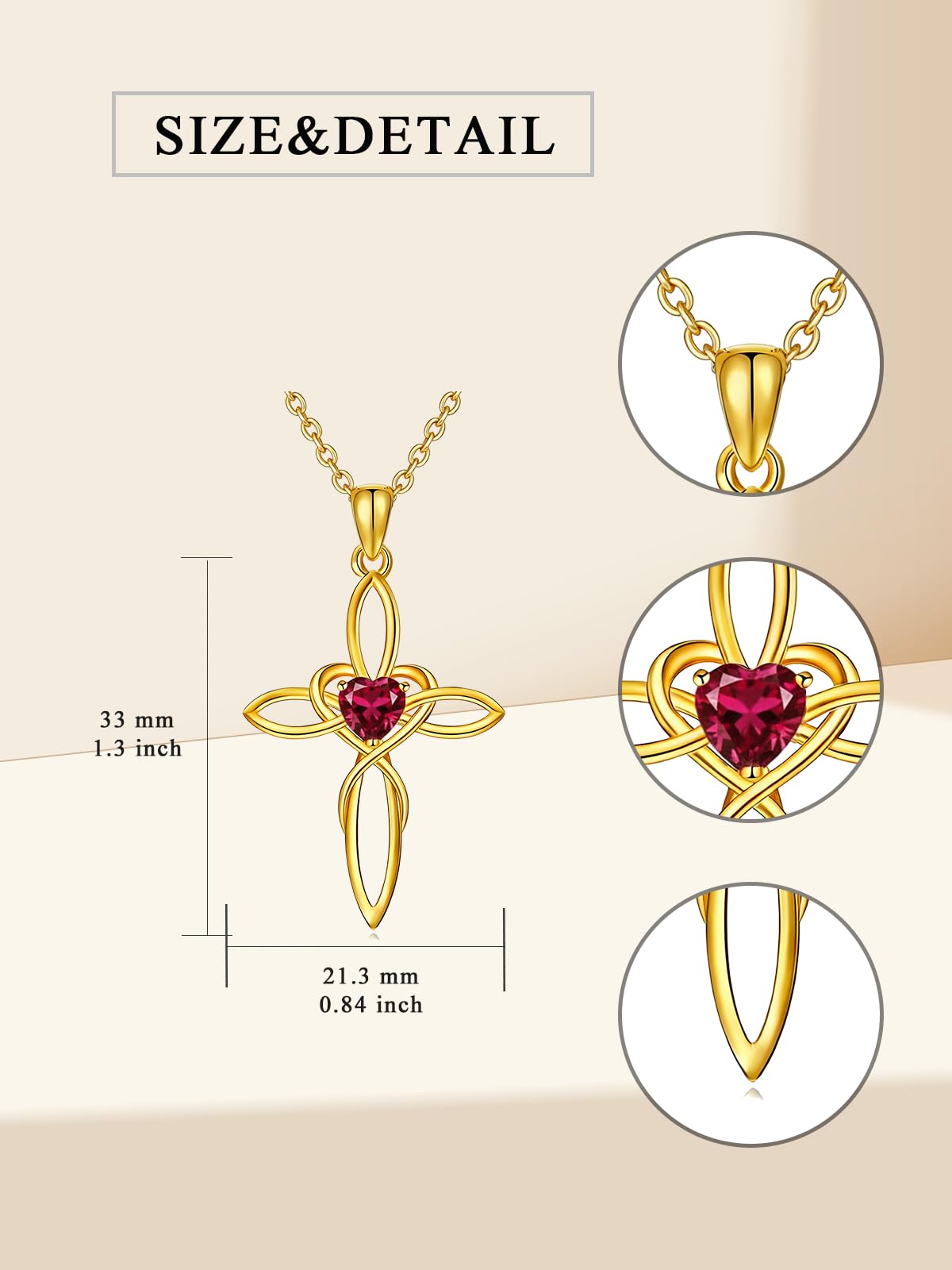 POIUY Celtic Knot Cross Birthstone Necklace for Women Dainty Irish Infinity Heart Pendant Cross Jewelry Anniversary Valentines Birthday Mothers Day Gifts for Mom Wife Her