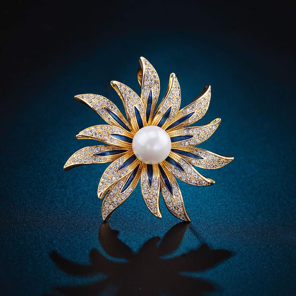 Large Brooches Pins for Women Girls Fashion Gold Flower Jewelry