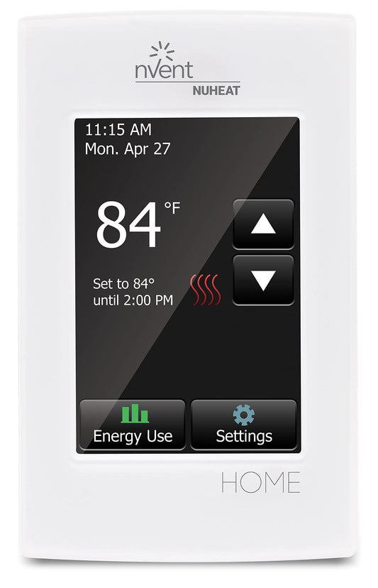 nVent Nuheat Home AC0056 Programmable Touchscreen Thermostat, for Radiant Heated Floors, 120V/ 240V Cables, with an Extra OJ Electronics Floor Heating Temperature Sensor and Built-in GFCI