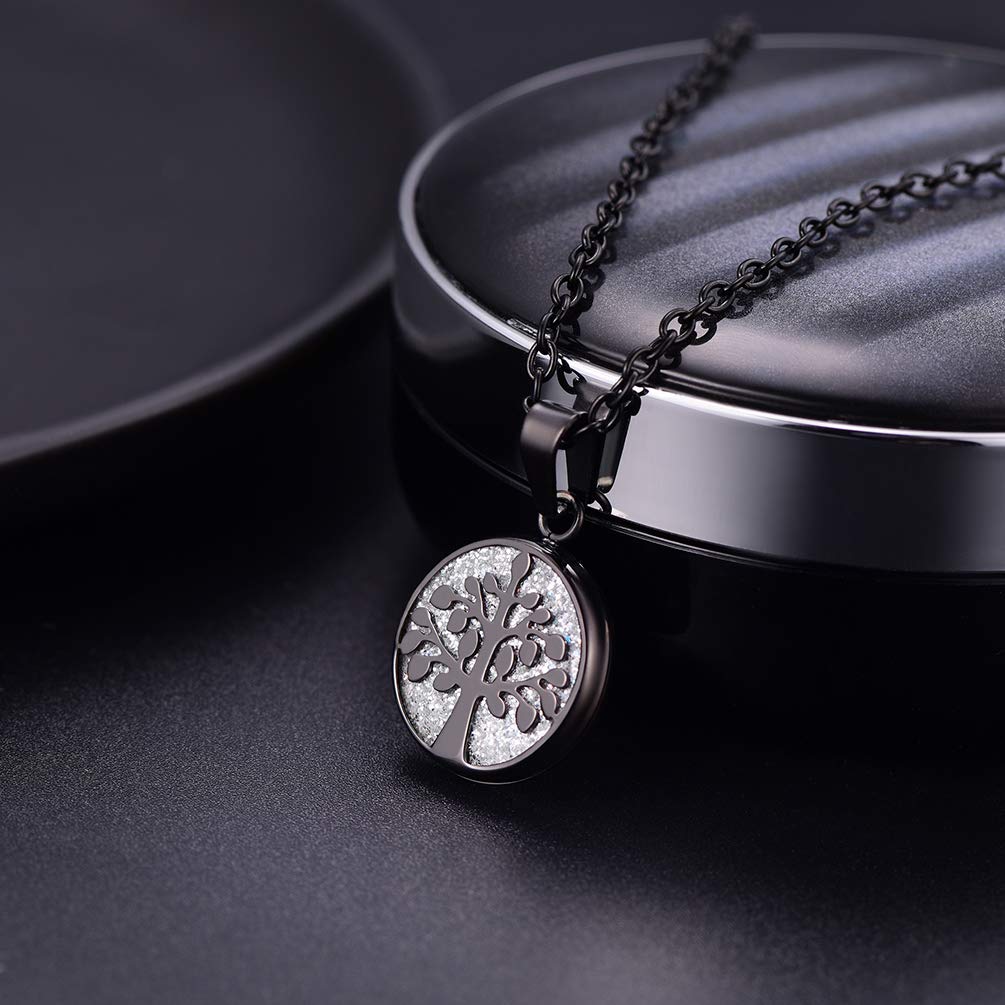PROSTEEL Tree of Life Necklace Black Bridesmaid Shiny Bling Circle Round Pendant Minimalist Women Jewelry