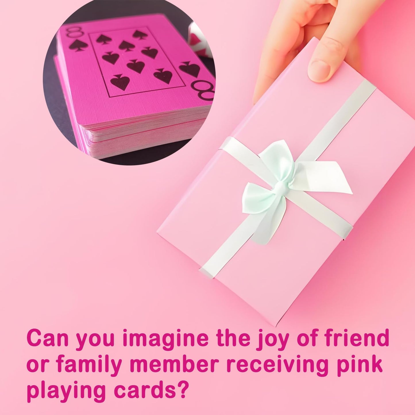 jakilee Pink Playing Cards 2 Pack, Cool Pink Deck of Cards, Large Print Index Cute Playing Cards for Birthday Parties, Bridal Shower, Poker Nights