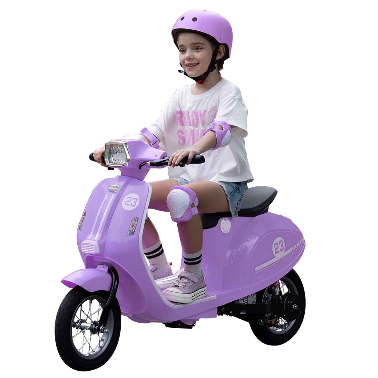 Kids Motorcycle, 2 Wheel Electric Motorcycle for Girls Ages 8-12, 24V Ride on Toys with Music, Story, Headlight, 3 Speed Options, Up to 60min Ride Time, for Riders up to 143 lbs, Easy Assemble, Purple
